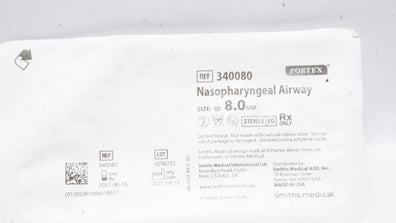 Smiths Medical 340080 Portex Nasopharyngeal Airway, Size: ID 8.0mm